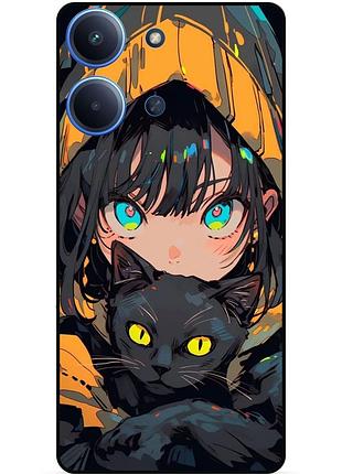 Силіконовий бампер чохол для xiaomi redmi 15c з малюнком котик аніме