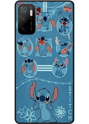 Силиконовый бампер чехол для xiaomi poco m3 pro с картинкой stitch стич