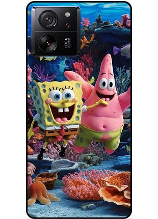 Силиконовый бампер чехол для xiaomi 13t с рисунком sponge bob губка боб