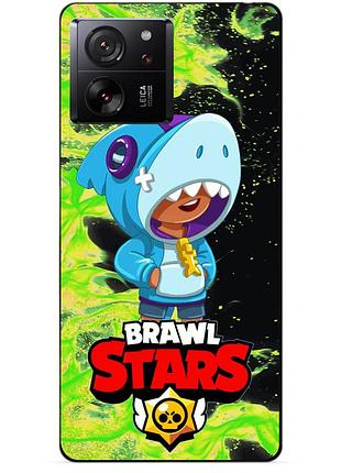 Чехол силиконовый бампер для xiaomi 13t с героем бравл леон акула brawl