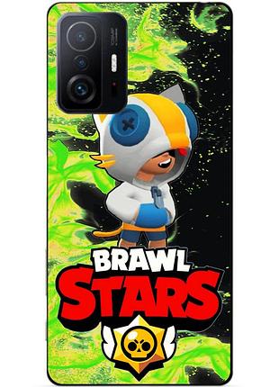Силіконовий бампер чохол для xiaomi 11t з героєм бравл леон кіт brawl