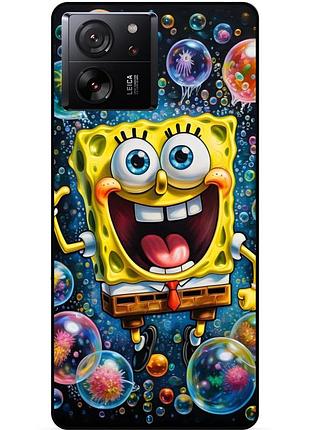 Силиконовый бампер чехол для xiaomi 13t pro с картинкой губка боб sponge bob