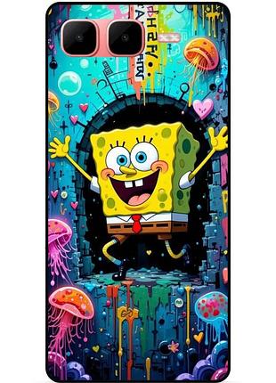 Силиконовый чехол бампер для infinix smart 10 plus с картинкой sponge bob губка боб