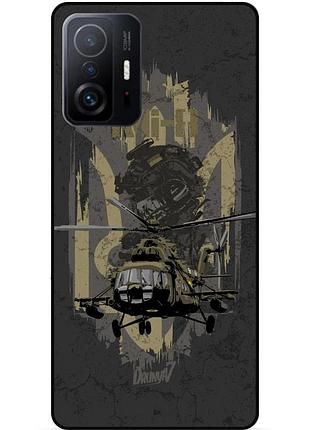 Чехол силиконовый бампер для xiaomi 11t pro с рисунком зсу украина ми-8