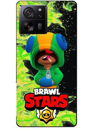 Чехол силиконовый бампер для xiaomi 13t pro с героем бравл леон brawl
