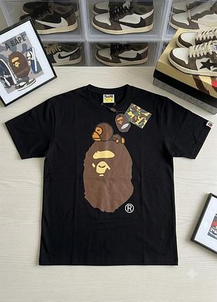 Футболка bape big ape head & baby milo black