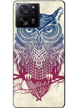Чехол силиконовый бампер для xiaomi 13t pro с рисунком сова