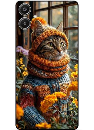 Чехол силиконовый бампер для samsung a05 с рисунком котик в цветах