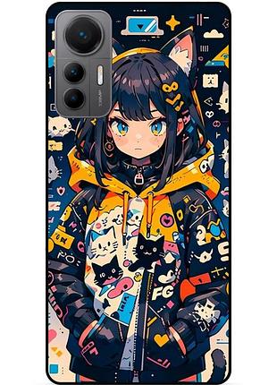 Силіконовий бампер чохол для xiaomi 12 lite з малюнком котики аніме