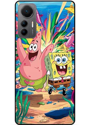 Силиконовый бампер чехол для xiaomi 12 lite с картинкой sponge bob губка боб