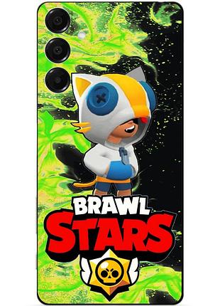 Чехол силиконовый бампер для samsung a15 с героем бравл леон кот brawl