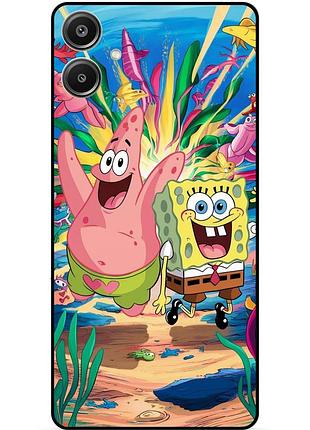 Силиконовый бампер чехол для samsung a07 с картинкой sponge bob губка боб