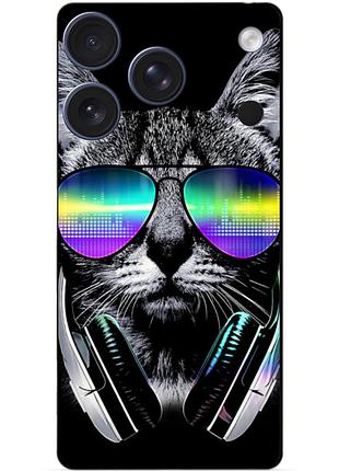 Чехол силиконовый бампер для iphone 17 pro max с рисунком музыкальный кот