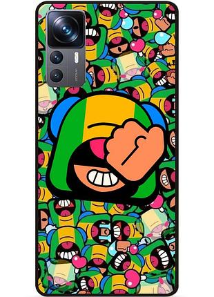 Силиконовый бампер чехол для xiaomi 12t стикеры бравл леон brawl