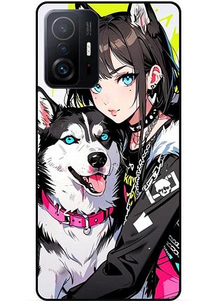 Чехол силиконовый бампер для xiaomi 11t pro с рисунком хаски аниме