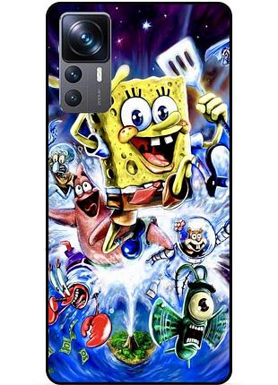 Силиконовый чехол бампер для xiaomi 12t pro с картинкой губка боб sponge bob