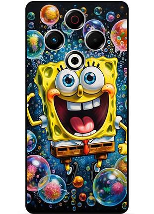 Силиконовый бампер чехол для tecno spark 30 (kl6) с картинкой губка боб sponge bob