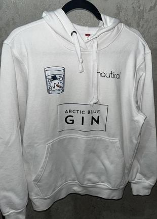 Тепле біле худі з принтом arctic blue gin