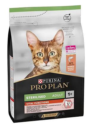 Сухой корм pro plan sterilised adult 1+ vital functions для взрослых стерилизованных кошек, с лососем, 3 кг