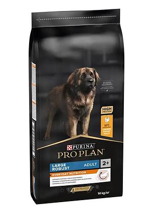 Сухий корм pro plan large robust adult 2+ everyday nutrion для дорослих собак великих порід масивної статури, з куркою, 14 кг