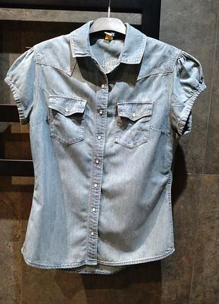 Джинсова сорочка levi's levis з коротким рукавом розмір м