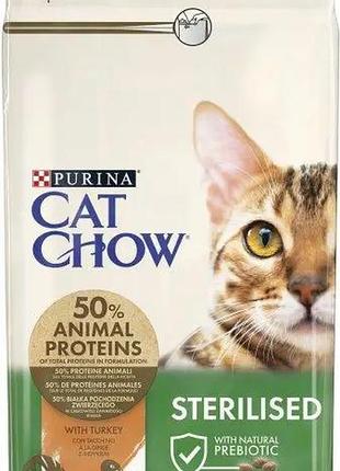 Сухий корм cat chow sterilised для дорослих стерилізованих котів, з індичкою, 15 кг