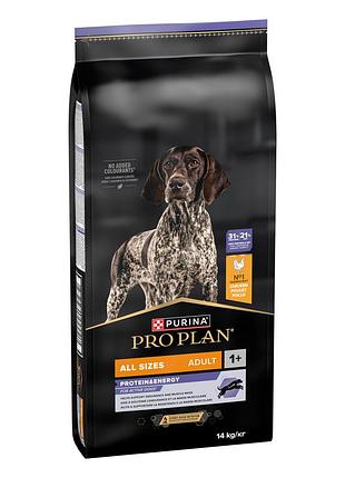 Сухой корм pro plan protein & energy (протеин и энергия) для взрослых собак всех размеров, активных и рабочих, с курицей, 14 кг