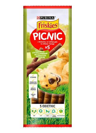 Ласощі friskies picnic для дорослих собак, з яловичиною, 42 г