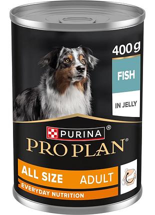 Блок (12 шт.) влажный корм pro plan adult для взрослых собак, кусочки в желе, с рыбой, 400 г