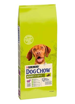 Сухий корм dog chow adult 1+ для дорослих собак, з ягням, 14 кг