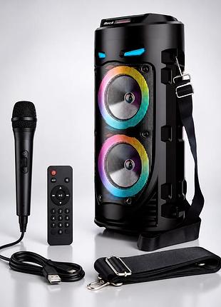 Портативна bluetooth-колонка sing-e zqs4239 з led-підсвічуванням / бездротова колонка для вечірок з мікрофоном 30w