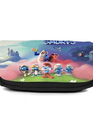 Школьный пенал смурфики (smurfs 001) универсальный черный