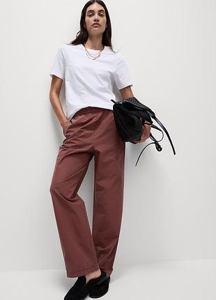 Коричневые прямые брюки из поплина m&amp;s р. 12