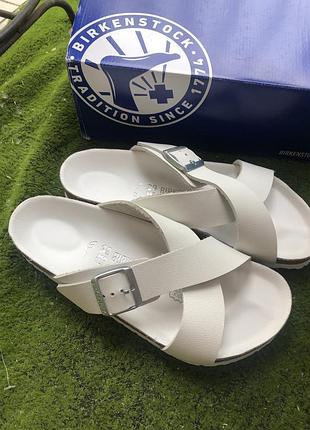 Birkenstock siena white  шльопанці розмір 39 -25 см  шкіра