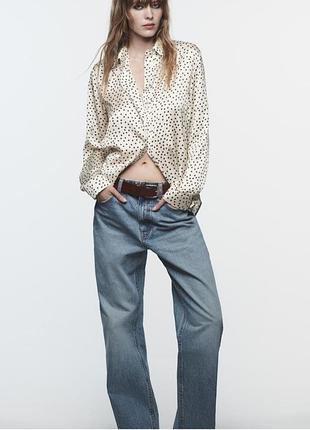 Ніжна атласна сорочка zara в горох