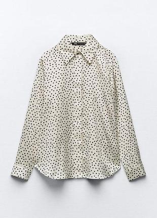 Нежная атласная рубашка zara в горох