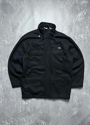 Vintage винтажное шерстяное пальто lacoste лакоста big logo old money олд мани size m размер м