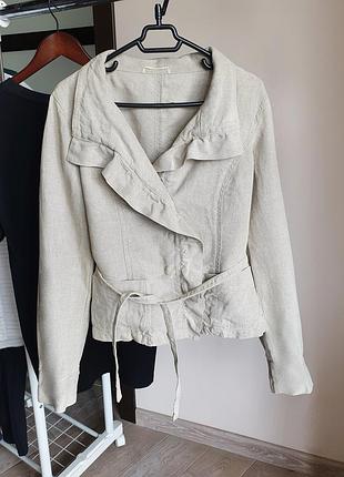 Жакет maxmara weekend  з льону з поясом короткий