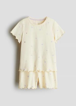 4-6/6-8/8-10 р h&amp;m новый фирменный домашний комплект костюм пижама шорты с футболкой сердочка сердца