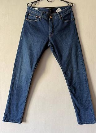 Мужские джинсы jack &amp; jones glenn slim / темно-синие базовые джинсы (размер w33 l32 / m)