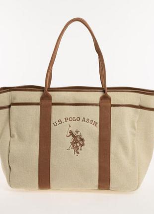 Новая бежевая сумка-шоппер u.s. polo assn. — вместительная и универсальная модель в городском стиле