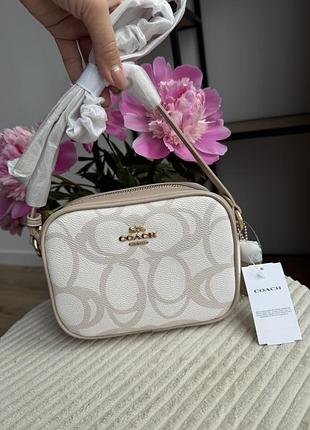 Сумка  coach 💛 сумка жіноча coach jamie camera bag in signature canva gold/brown