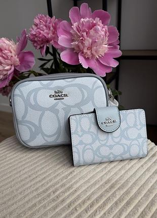 Сумка  coach 💛 сумка жіноча coach jamie camera bag in signature canva gold/brown blue pink