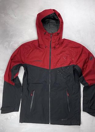 Куртка туристична спортивна штормовка вітрівка фірмова mammut wereha gore-tex jacket мембранна водовідпірна червоно-чорна