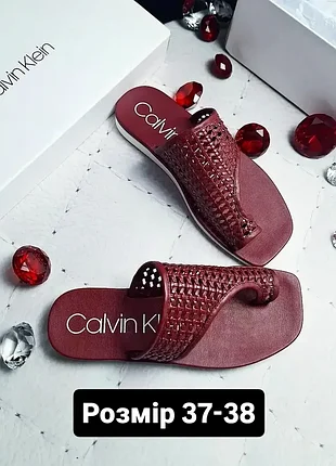 Calvin klein оригінал темно-червоні сандалі через палець