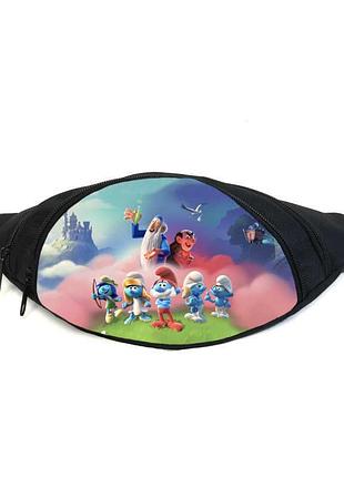 Поясна сумка бананка смурфики (gb smurfs 01) gear bag чорна