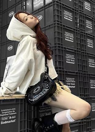 Стильна чорна сумка y2k / grunge з 2 ручками — цена 738 грн в