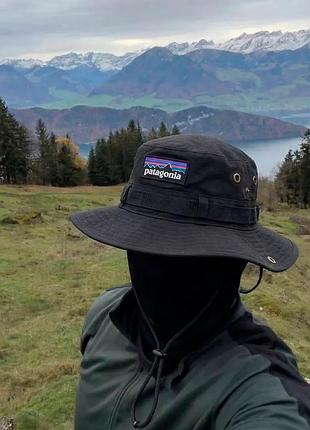 Панама patagonia/ панамка патагонія чорна, має перфарацію та мотузку з фіксатором