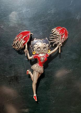 Vantage by hamilton betty boop серебряная брошь с эмалью, 60ти