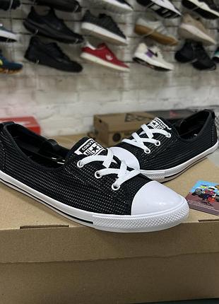 Жіночі кеди-балетки converse chuck taylor all star ballet lace slip оригінал літні легкі дихаючі чорно-білі повсякденні класичні бу 42-43 р